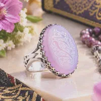 انگشتر آلیاژ رنگ ثابت نقره روس عقیق یاسی کد ۷۴