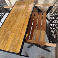 میز و صندلی چهار نفره چوبی آهنی