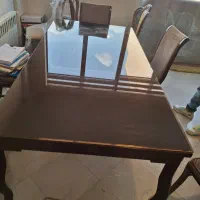 میز کار/ غذاخوری ۸ نفره با ۸ صندلی از چوب راش