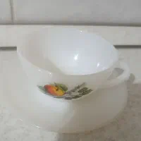 یک دست فنجون نعلبکی فرانسوی گل میوه