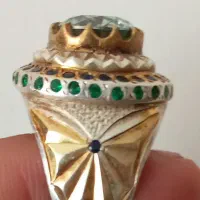 انگشتر نقره با اب طلا..سنگ الماس روسی موزنایت