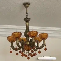 لوستر ۶ شاخه برنز کریستال چک|لوستر و چراغ آویز|ارومیه, |دیوار