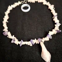 گردنبند سنگ اصل آمیتیست کوارتز دست ساز النگو سنتی