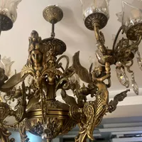 لوستر برنجی طرح فرشته ۱۲ لاله کریستالی|لوستر و چراغ آویز|تهران, سازمان آب|دیوار