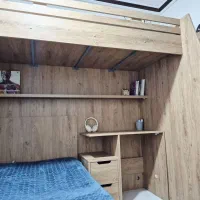 تخت دو طبقه چوبی نو|تخت و سرویس خواب|همدان, |دیوار