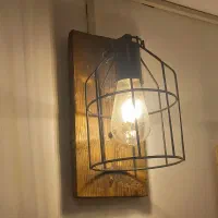 دیوار کوب چوبی فلزی ادیسونی کافه ای فانتزی