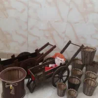 باکس چوبی گاری و گلدان