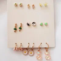 گوشواره میخی پک 9 جفتی چند رنگ