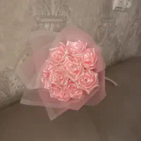 دسته گل روبانی صورتی|گل مصنوعی|آمل, |دیوار