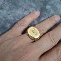 انگشتر قدیمی دست سازبرنزی شیر نشان