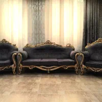 مبل راحتی نیم سلطنتی۷نفره تمام چوب پارچه ترک