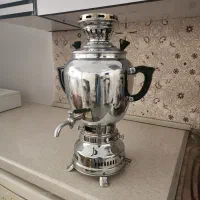 سماور گازی برند یوسفیان+سینی استیل+کاسه|سماور، چای‌ساز، قهوه‌ساز|گرمدره, |دیوار