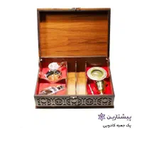 پک هدیه کادویی زعفران و هل با قوری مدل نقشینه