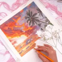 نقاشی حرفه ای با مدادرنگی خورموج|تابلو، نقاشی، عکس|خورموج, |دیوار