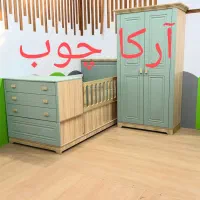 تخت خواب نوزاد نوجوان مدل چوب و رنگ سبز  آرکا چوب|تخت و سرویس خواب|کرمانشاه, |دیوار