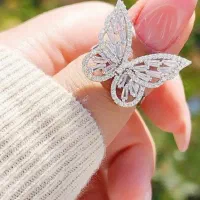 انگشتر جواهر تمام نقره مدل پروانه توپر|بدلیجات|تبریز, |دیوار