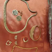 انگشتر زنجیر پلاک ست گردنبند و دستبند و گوشواره