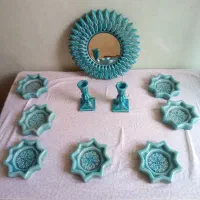 هفت سین فیروزه ای با آیینه و شمعدان فوری فروشی|صنایع دستی و سایر لوازم تزئینی|ورامین, ورامین|دیوار