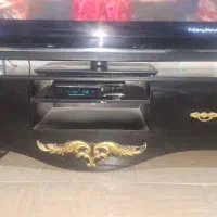 میز تی وی چوبی مشکی طلایی