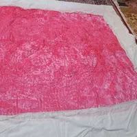 لحاف مخمل مرواریدکاردست باساتن سفید وملحافه تترون