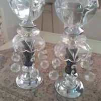 دو عدد شمعدانی کریستال سالم