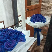 دست گل ربانی ابی کهکشانی|گل مصنوعی|کرمان, |دیوار