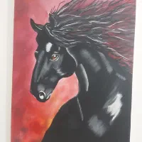 تابلو نقاشی رنگ روغن طرح اسب