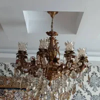 لوستر ۸شاخه برنزی کارشرکتی  به همراه میز فرشته|لوستر و چراغ آویز|پرند, فاز ۵|دیوار