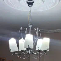 ۲ عدد لوستر استیل ۵ شاخه و ۴ عدد دیوار کوب