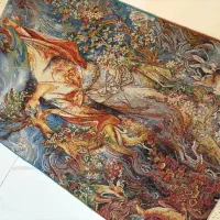 قالیچه دستبافت طرح بوسه آهو|فرش|تهران, گلستان (شهرک راه آهن)|دیوار