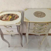 میز تلفن چوبی پتینه و تابلو