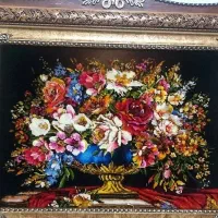 تابلو گل شینا کد 28 دستبافت و ابریشم دار