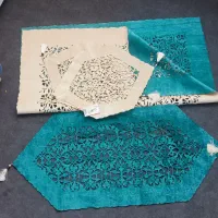 رومیزی ۴ تکه دو رو مخمل|پرده، رانر، رومیزی|قم, کیوانفر|دیوار