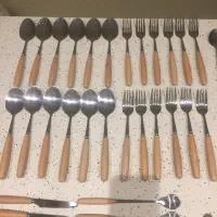 سرویس قاشق چنگال دسته چوبی ۵۴ پارچه