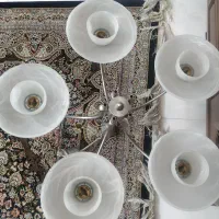 لوستر  تمام استیل پنج سرپیچ شمعی