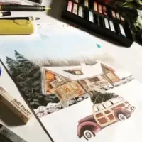 نقاشی با مدادرنگی و پاستل گچی