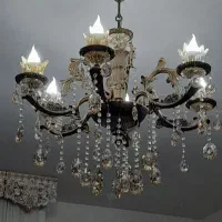 تک لوستر برنزی ۶ شعله لوکس|لوستر و چراغ آویز|محمدیه-قزوین, |دیوار