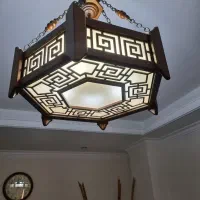 لوستر چوبی به همراه چراغ خواب،طرح ورساچه ،۵ لامپه|لوستر و چراغ آویز|تهران, سلسبیل جنوبی|دیوار