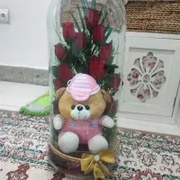 باکس گل و عروسک داخل شیشه مخصوص ولن