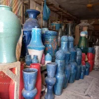 سفال خام گلدان خمره کوزه دیزی گمج گلدان خام ورنگی