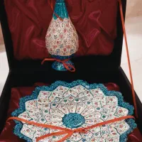 ست ظرف و گلدان مسی میناکاری