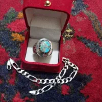 انگشتر نقره دست ساز و دستبند فیگارو