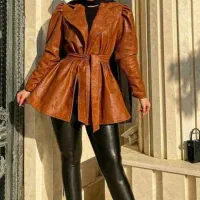 کت چرم عسلی