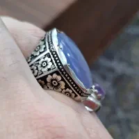 انگشتر نقره عقیق کبود یمنی و دُرّ نجف دستساز|جواهرات|تهران, جی|دیوار