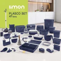 سرویس  ۴۷ پارچه لیمون رنگ آبی نیلی سرمه ای