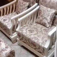 مبل راحتی کلاسیک سفید طرح سلطنتی ۵ نفره