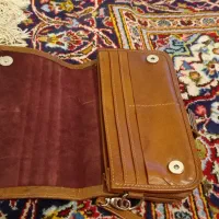 کیف پاسپورتی عسلی رنگ چرمی