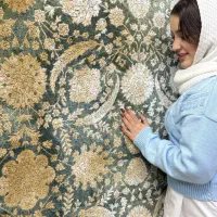 فرش A10 نئوکلاسیک با زمینه زمردی ا ۱۲/۹/۶ متری