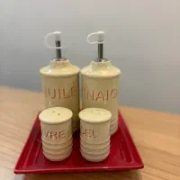 ست روغن ریز و نمکدان سرامیکی با سینی