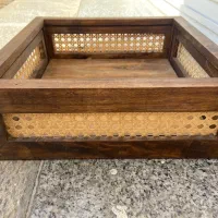 سینی چوبی ترکیب با حصیر بامبو